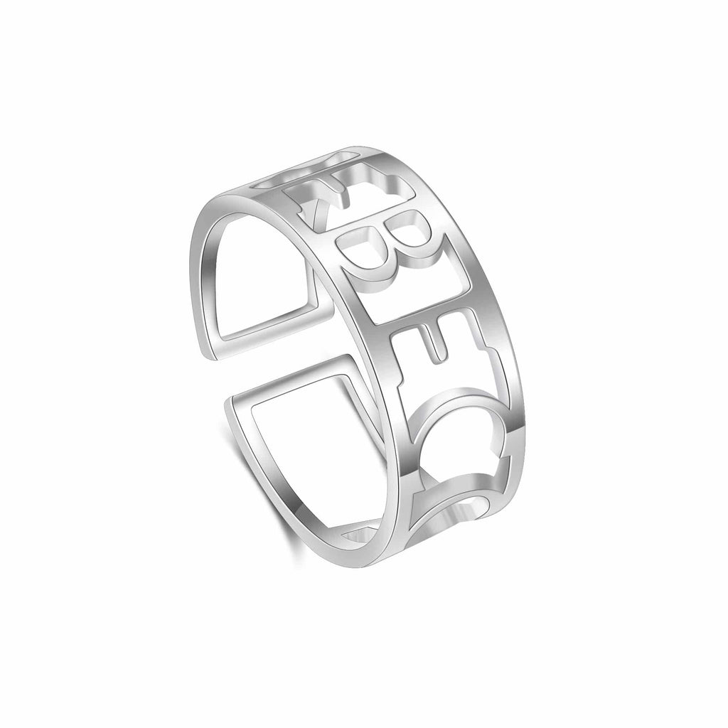 Silver Tone Adjustable Name Ring