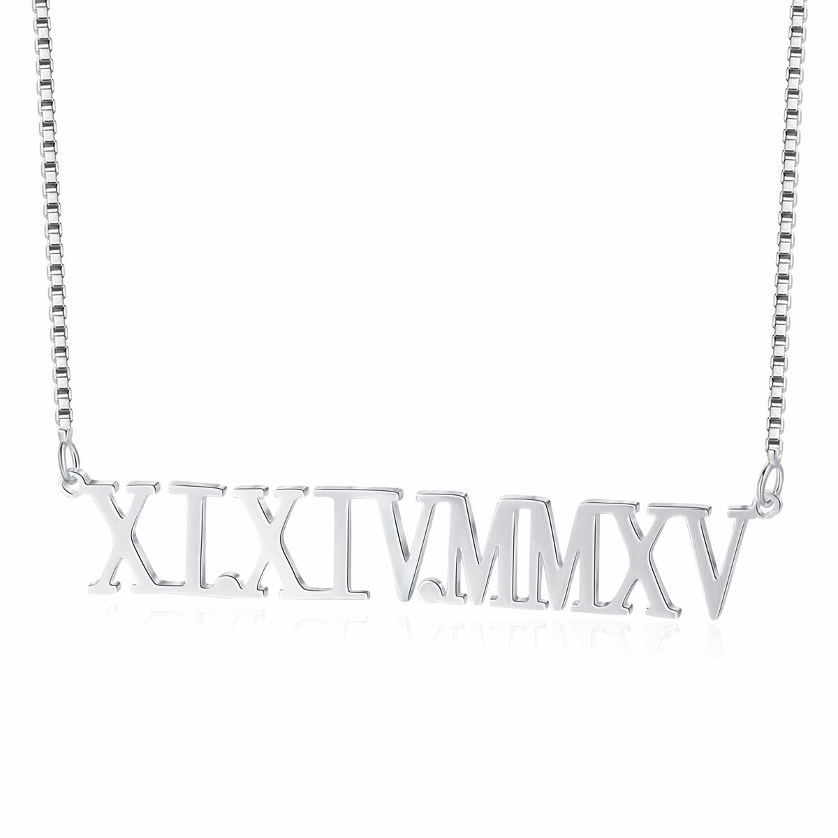 Silver Tone Anniversary Date Necklace