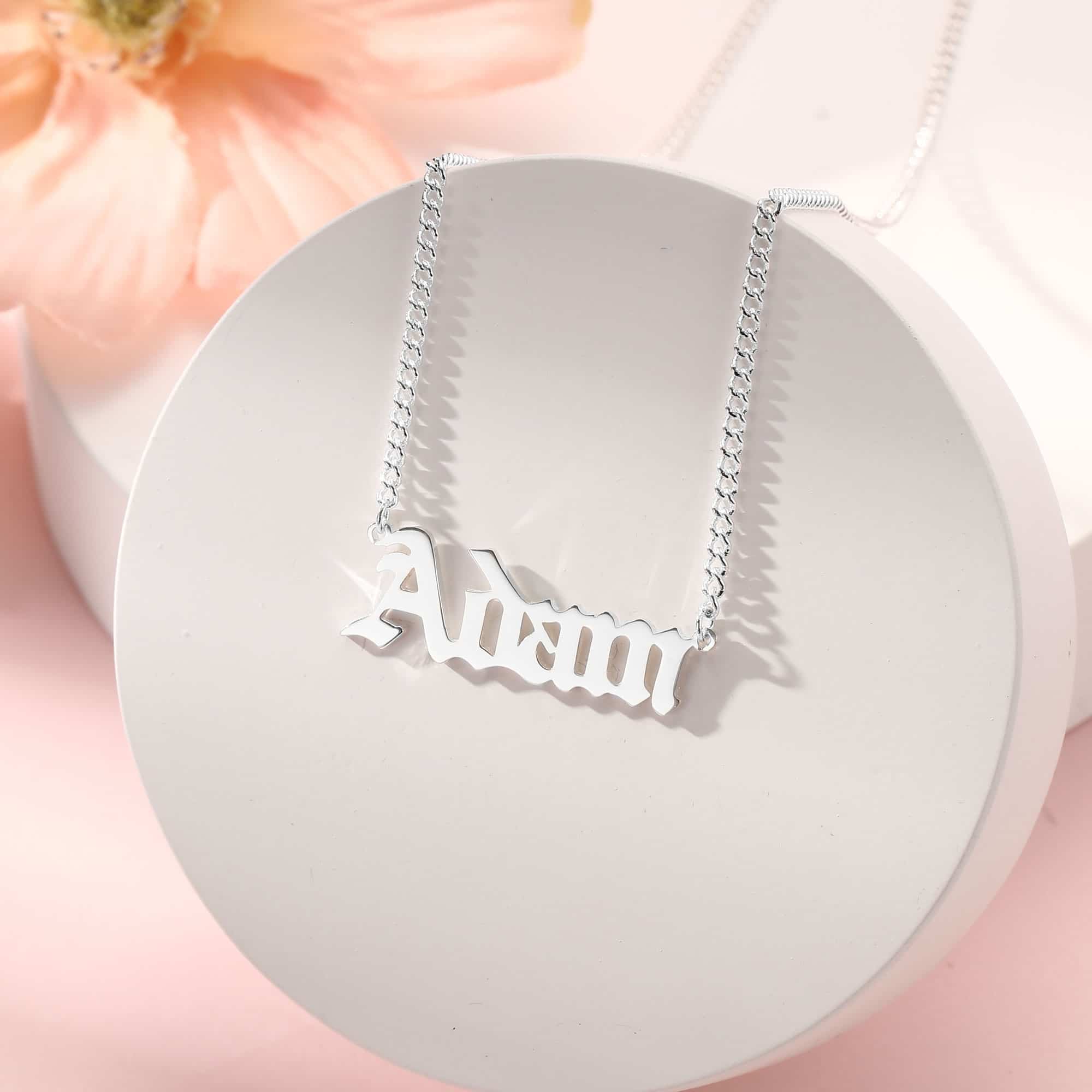Silver Tone Curb Chain Necklace