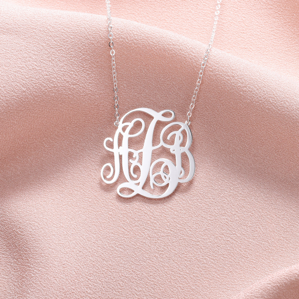 Silver Tone Monogram Necklace