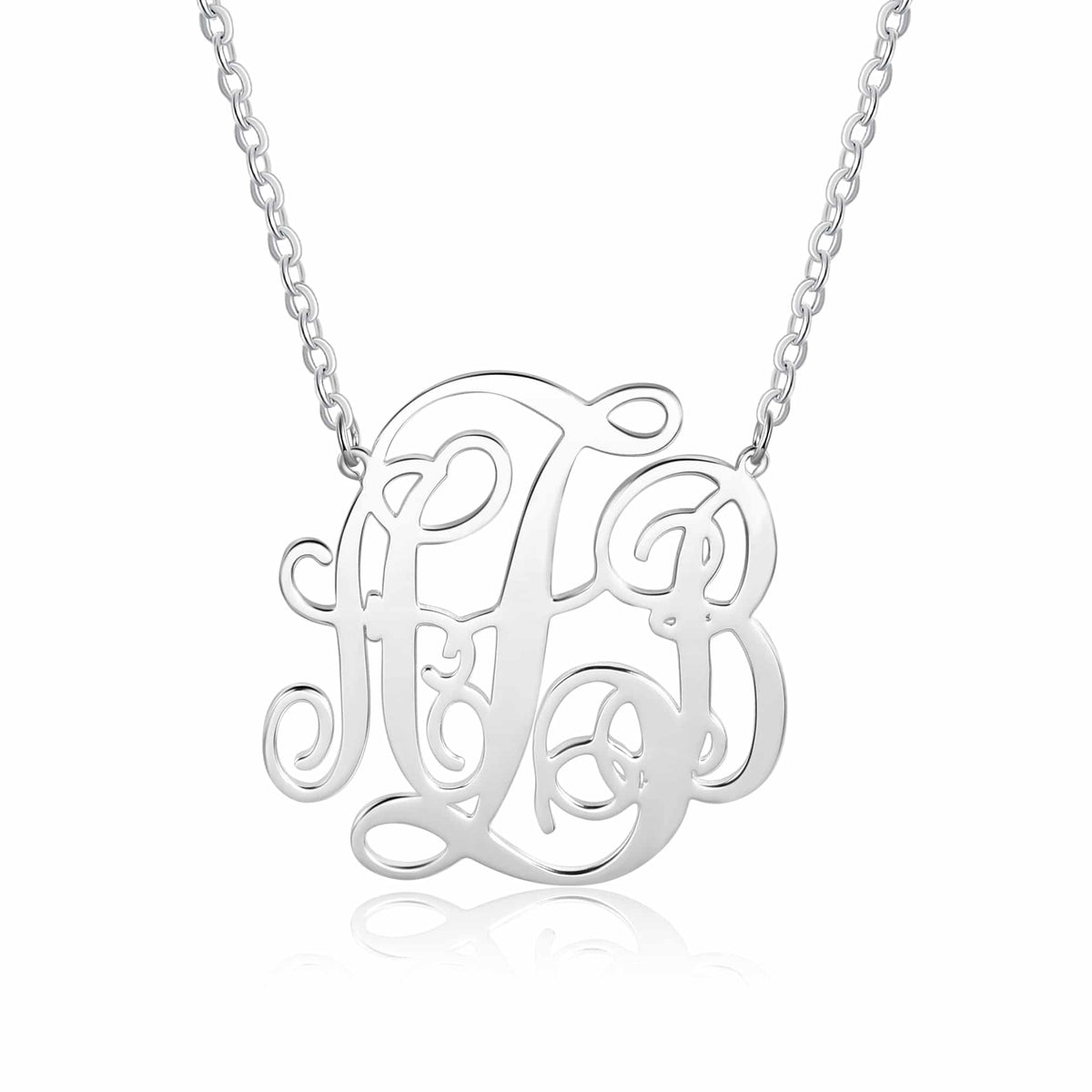 Silver Tone Monogram Pendant 3 Initials Name Jewelry