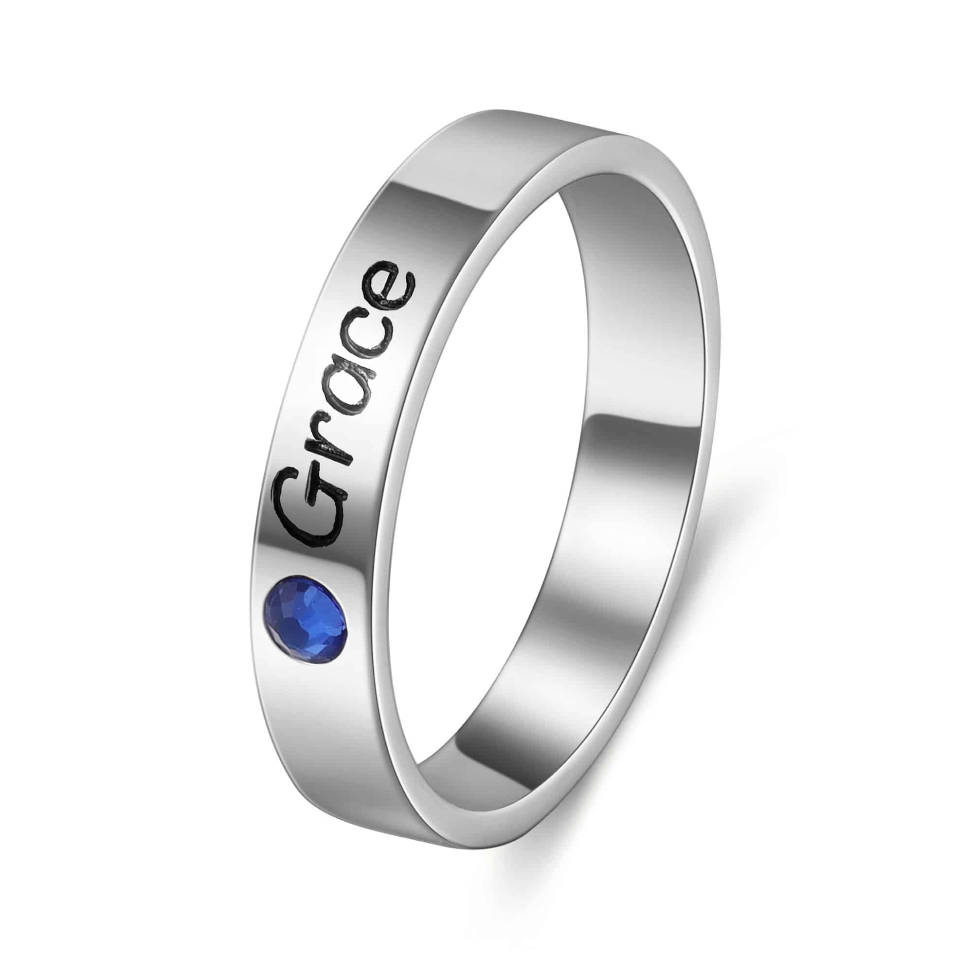 Silver Tone Name Ring