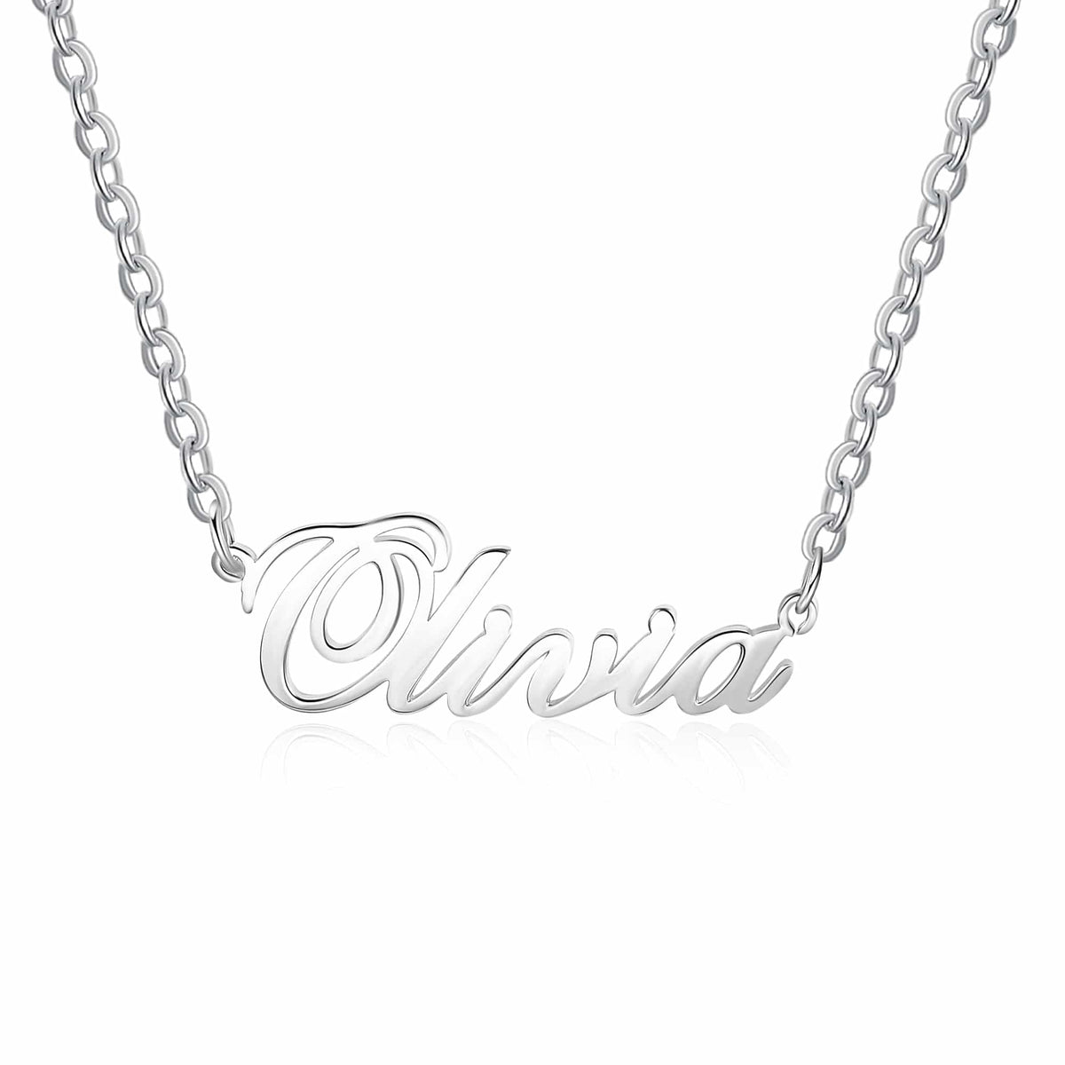 Silver Tone Nameplate Necklace