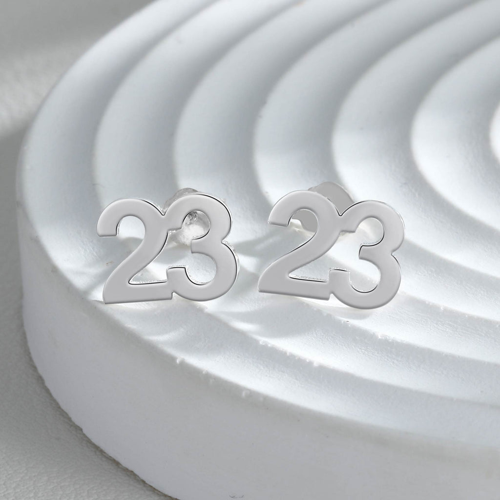 Silver Tone Number Earrings 23