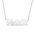 Silver Tone Old English Name Necklace