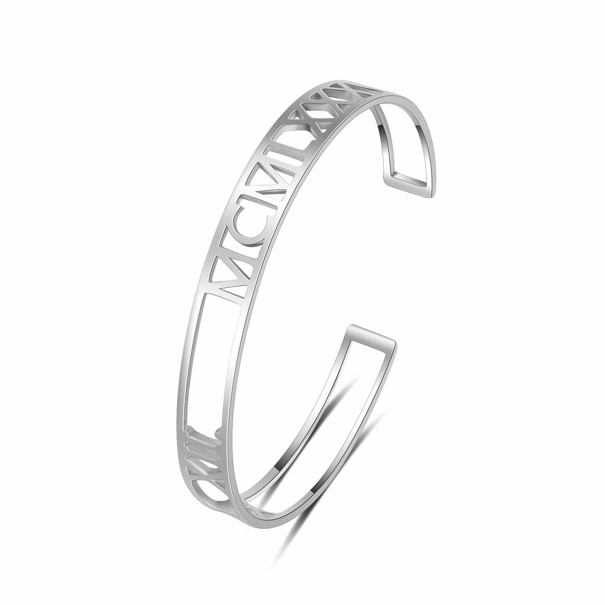 Silver Tone Roman Numeral Bangle