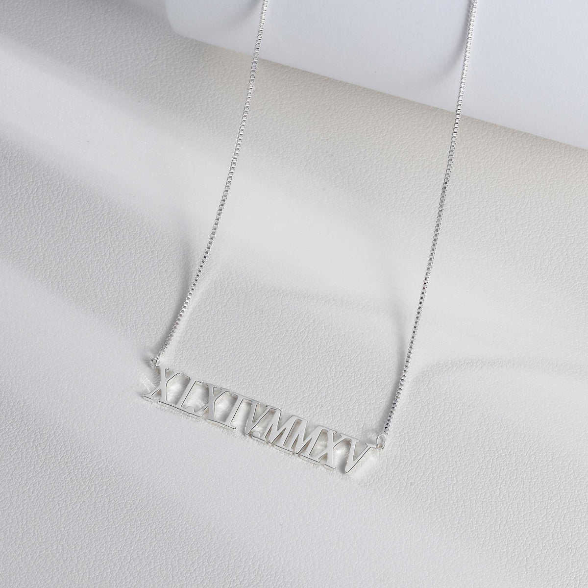 Silver Tone Roman Numeral Necklace