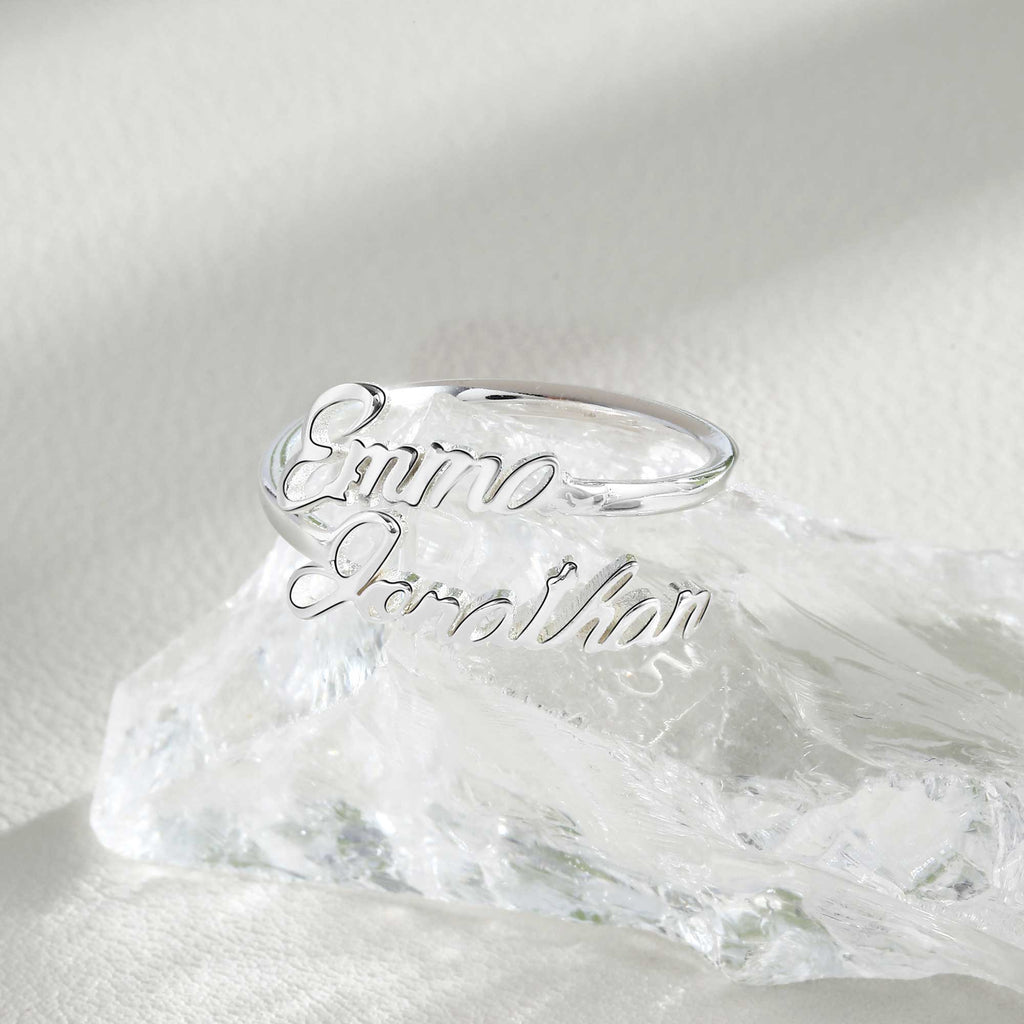 Silver Tone Two Name Ring