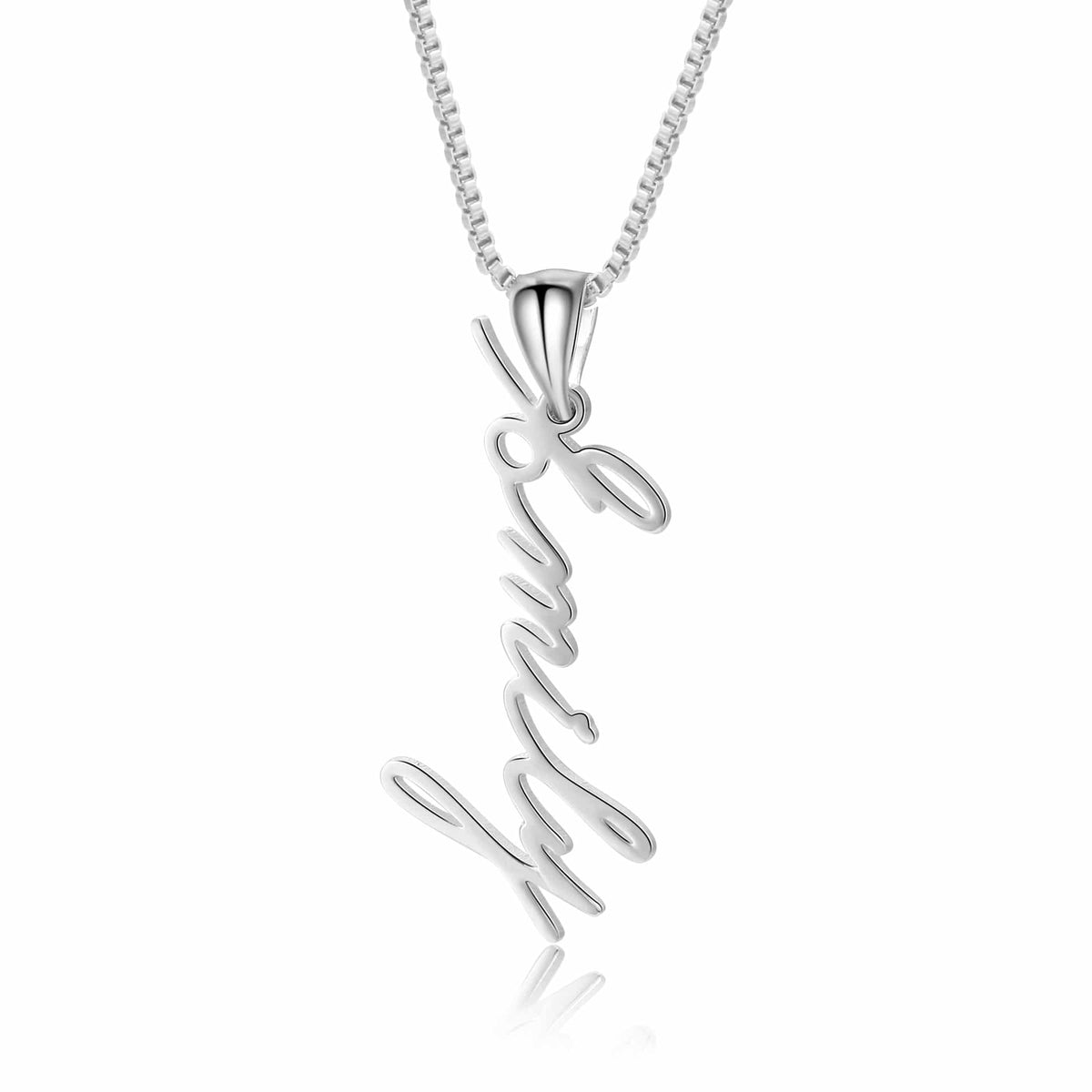 Silver Tone Vertical Name Necklace
